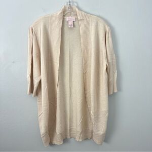 Cabernet Silk Cashmere Beige Open-Front Cardigan